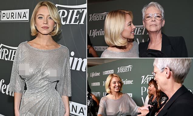 Sydney Sweeney Stuns in Braless Look as Jamie Lee Curtis Cheers Her On