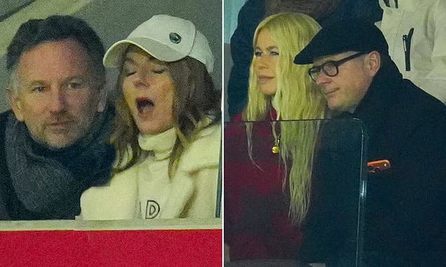 Geri Halliwell and Claudia Schiffer Attend Brentford FC Match with Christian Horner